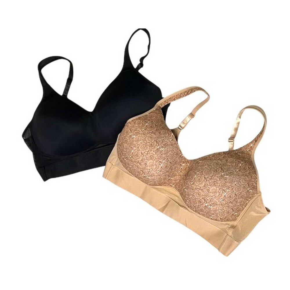 Rhonda Shear Molded Cup Bra with Cross Back Mesh Detail 2 Pack 3X